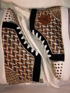 Christian LouBoutin Men’s High Top JacQ Mayfair Gold Sneakers